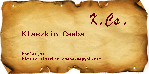 Klaszkin Csaba névjegykártya