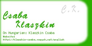 csaba klaszkin business card